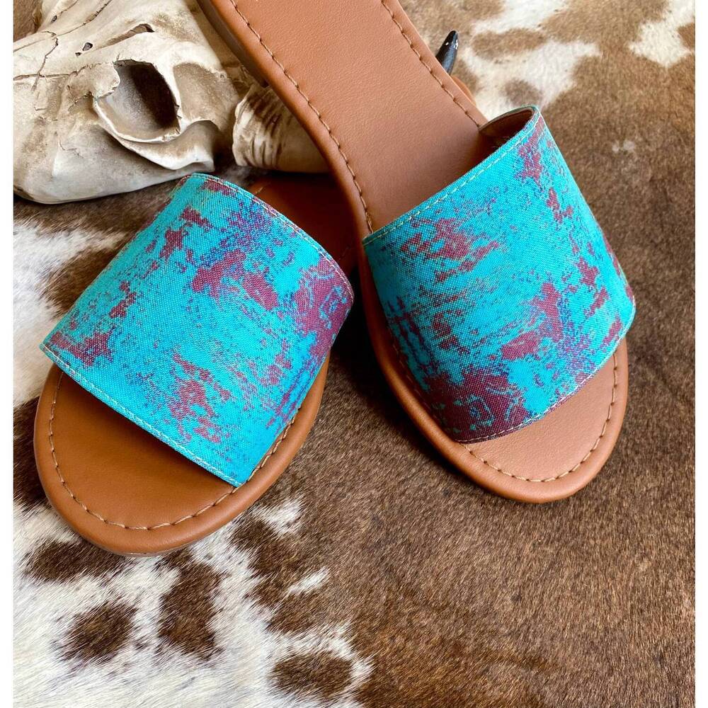 NEW EVERGLADES women's rusted sandals in turquoise